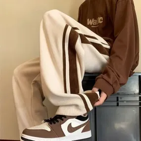 Aidase Vintage Corduroy Pants for Men Black Trousers Male Retro Loose Casual Sport Men Clothing Korean Streetwear Hip Hop