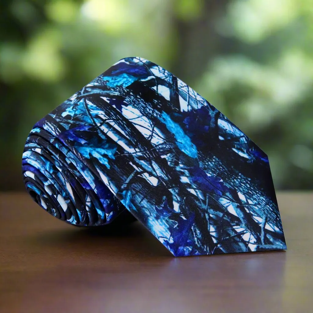 Blue Wooded Camouflage Silk Necktie