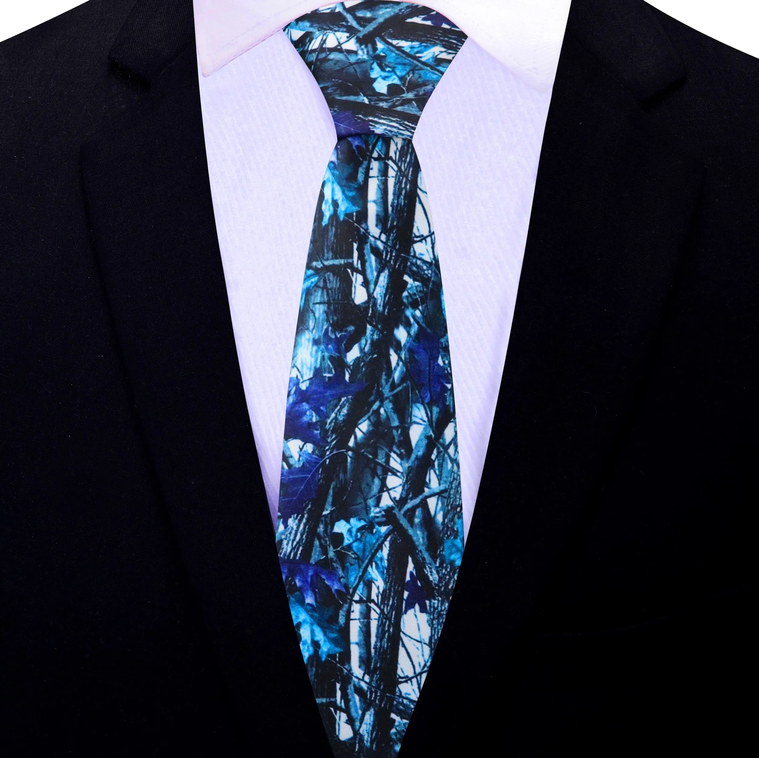 Blue Wooded Camouflage Silk Necktie