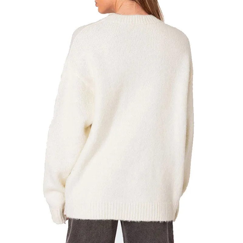 Custom Wool Blend Women's Knit Pullover Sweater with Yin-yang Pattern Design | OEM/ODM Sweater Manufacturer