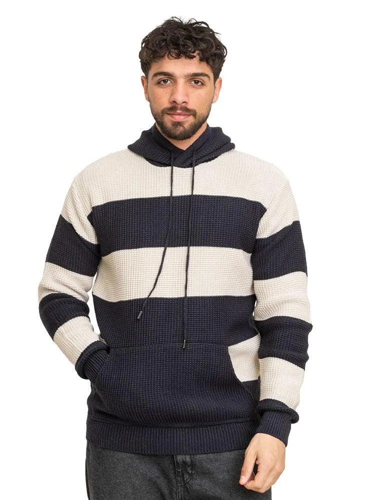 Indigo F-Striped Hoodie Pullover