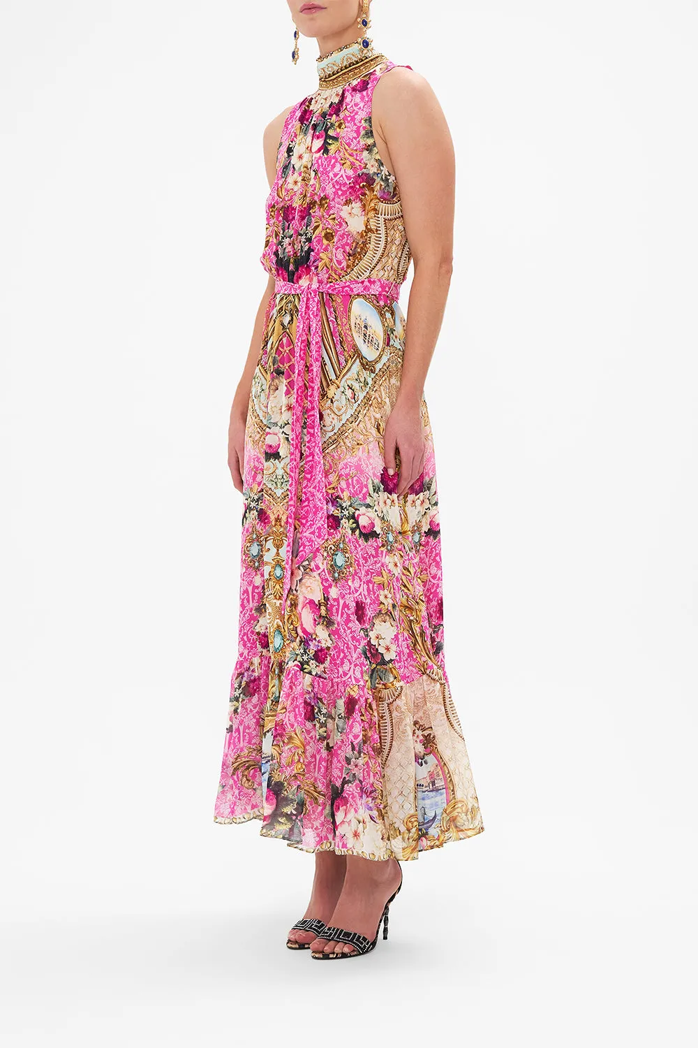 NECKTIE DRESS WITH ELASTICATED WAIST CALL OF THE CANAL