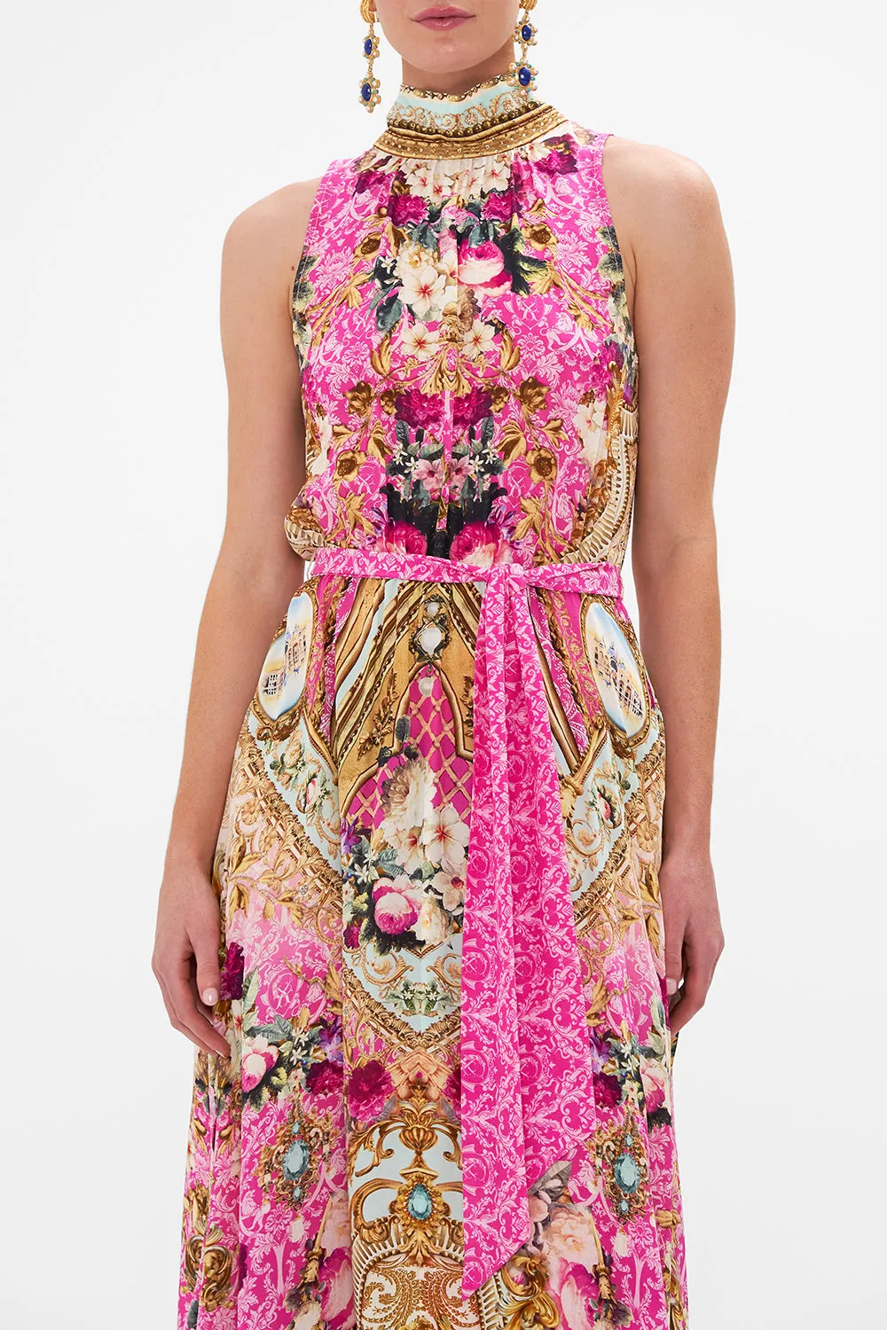 NECKTIE DRESS WITH ELASTICATED WAIST CALL OF THE CANAL