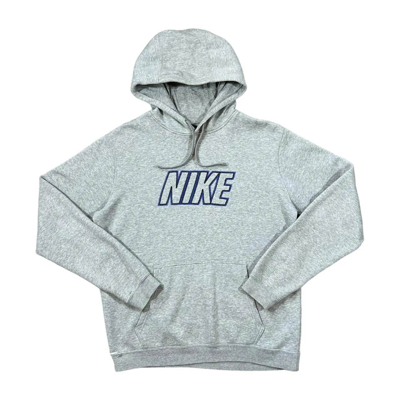 NIKE Classic Embroidered Big Spellout Grey Pullover Hoodie