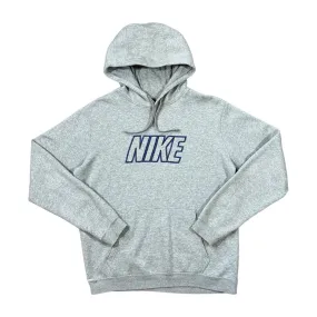 NIKE Classic Embroidered Big Spellout Grey Pullover Hoodie