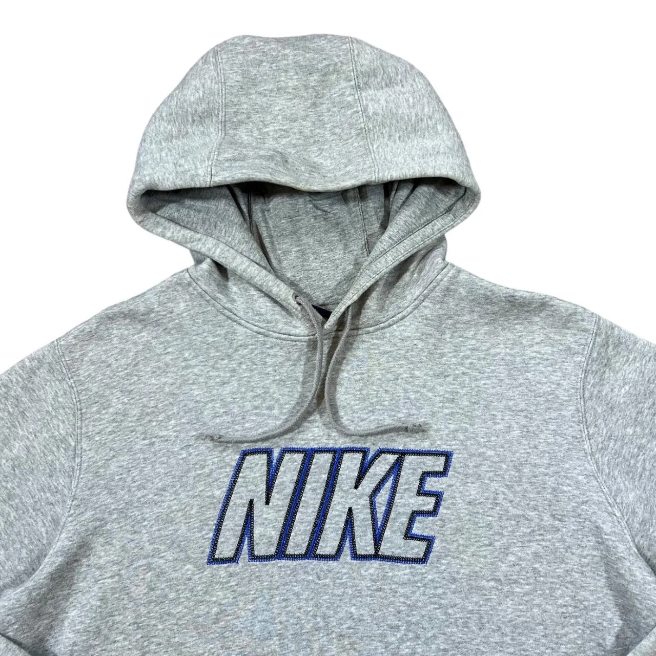NIKE Classic Embroidered Big Spellout Grey Pullover Hoodie