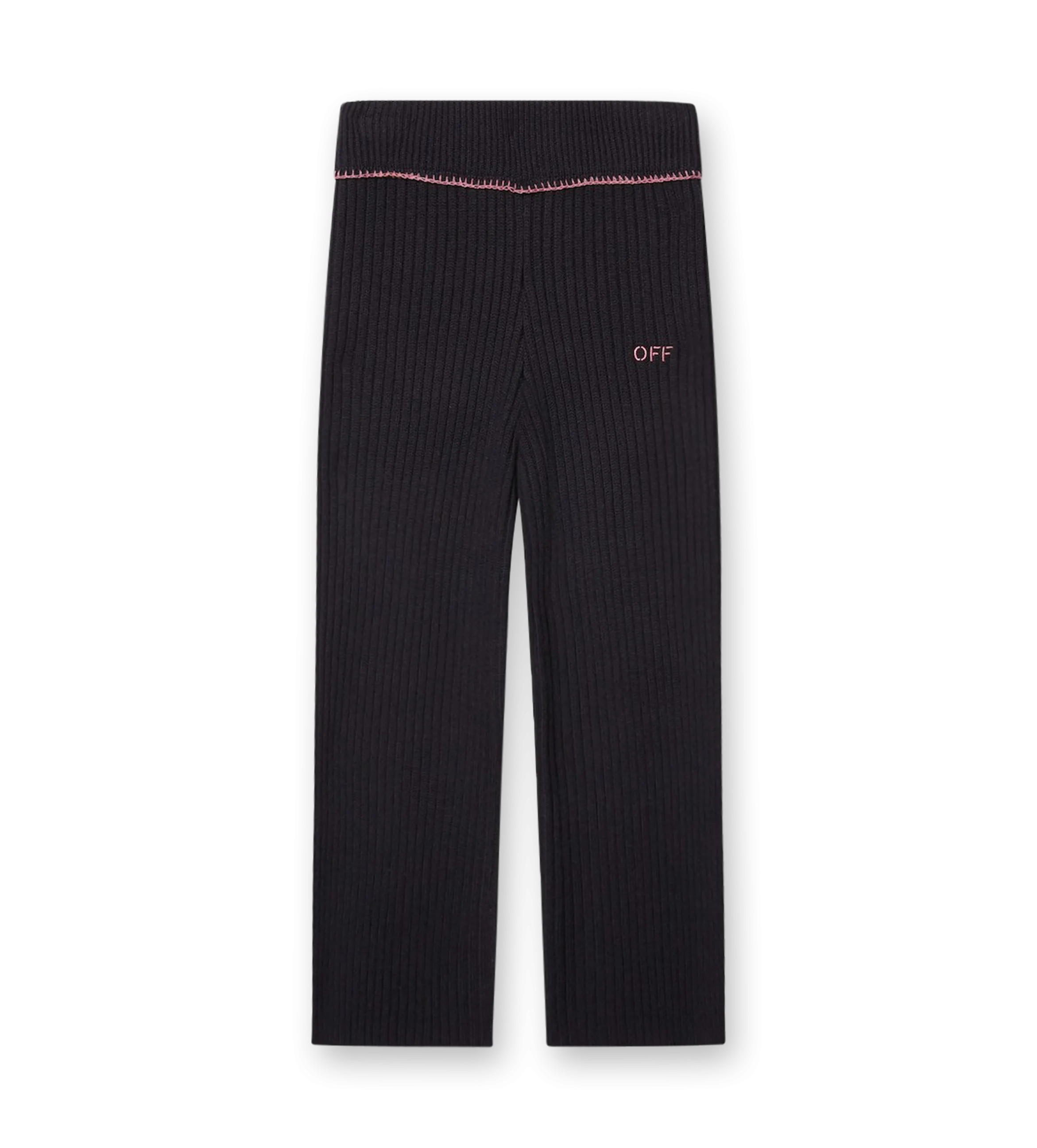 Off Stamp Ribbed-Knit Trousers Black