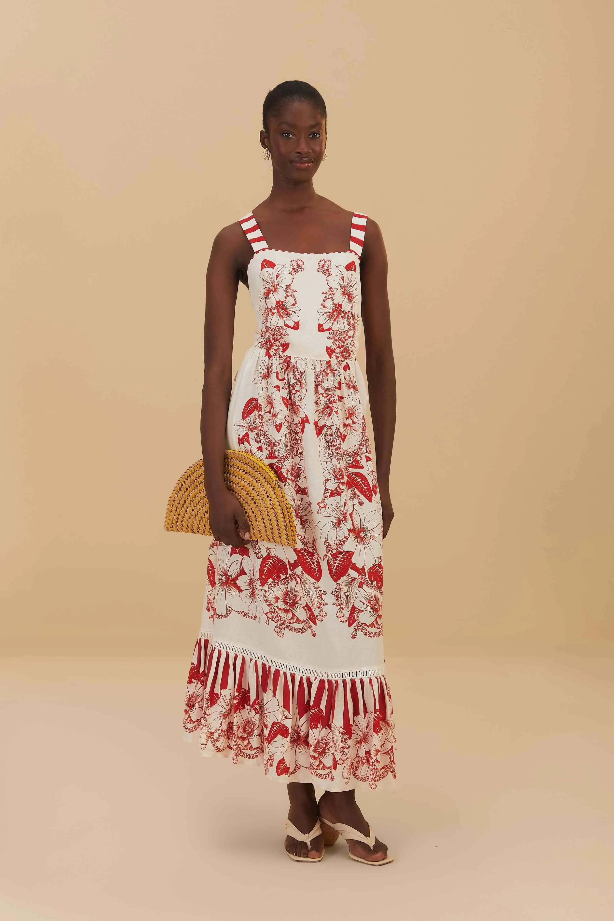 Off-White Floral Chains Maxi Dress