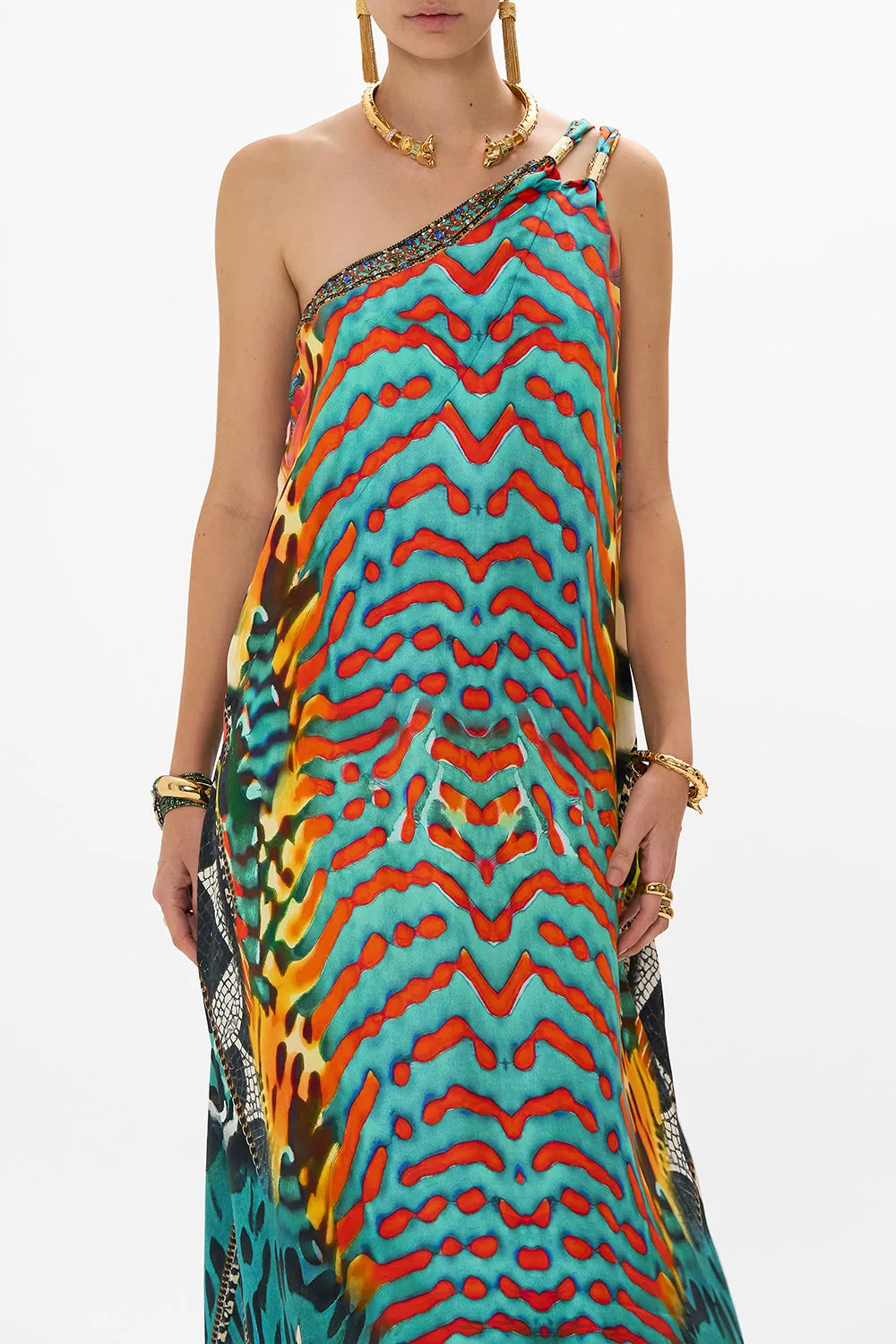 ONE SHOULDER BUCKLE DRESS DESERT VISIONS