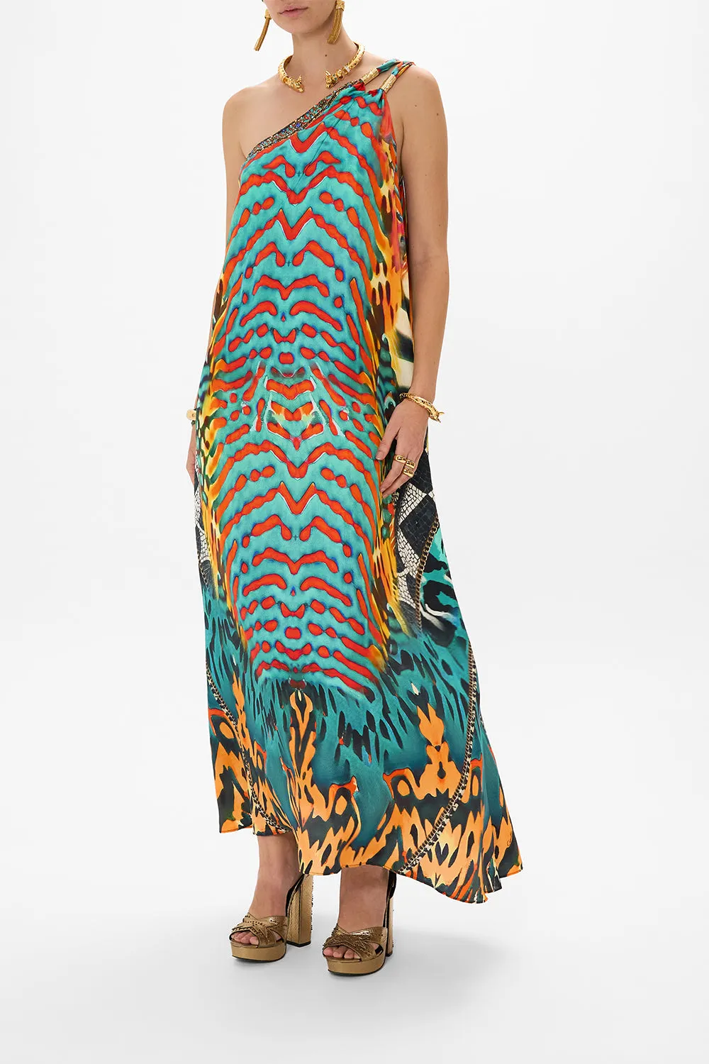 ONE SHOULDER BUCKLE DRESS DESERT VISIONS