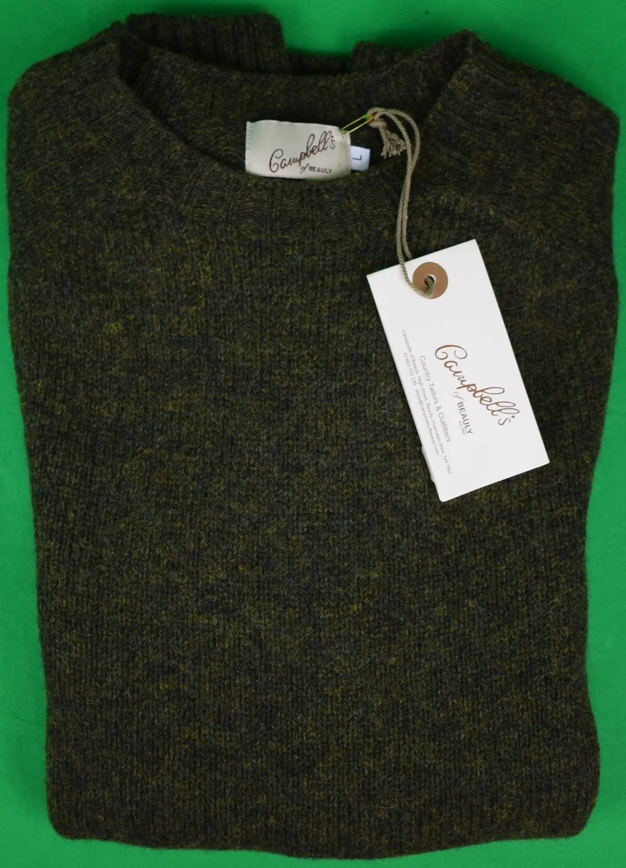 "Campbell's Of Beauly Pineshadow Scottish Shetland Crewneck Sweater" Sz L (NWT) (SOLD)