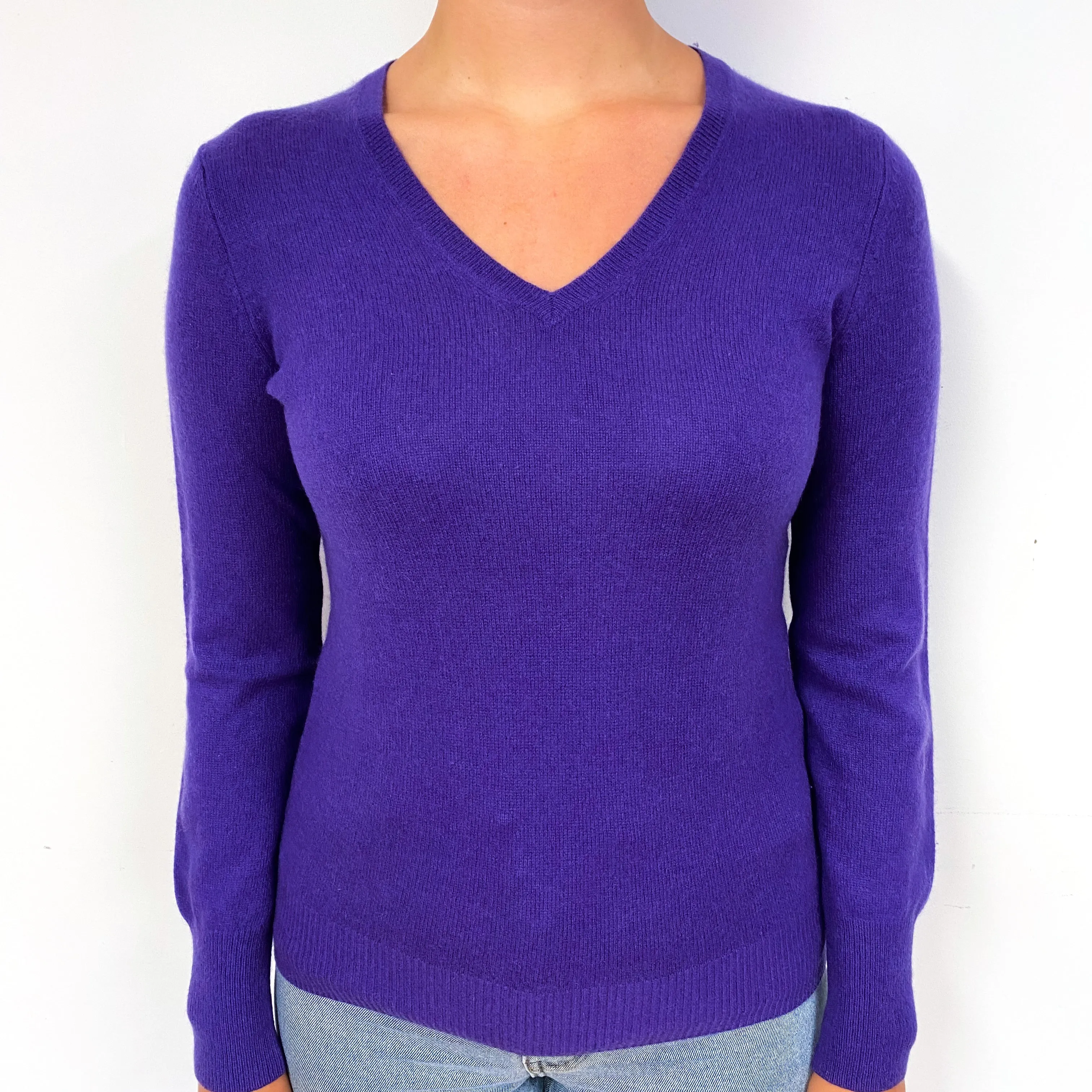 Thistle Purple Cashmere V-Neck Jumper Small