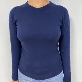 Vintage Navy Blue Cashmere Crew Neck Jumper Small